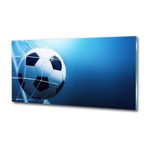 Schilderij glas De bal ligt in het doel.