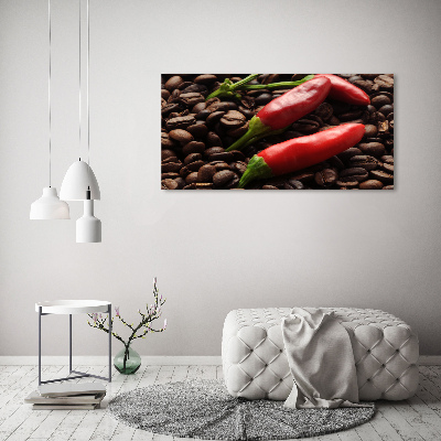 Foto schilderij op glas Chili en koffie