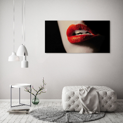 Glazen schilderij Rode lippen