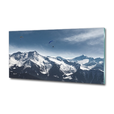 Schilderij op glas Paragliden in de Alpen
