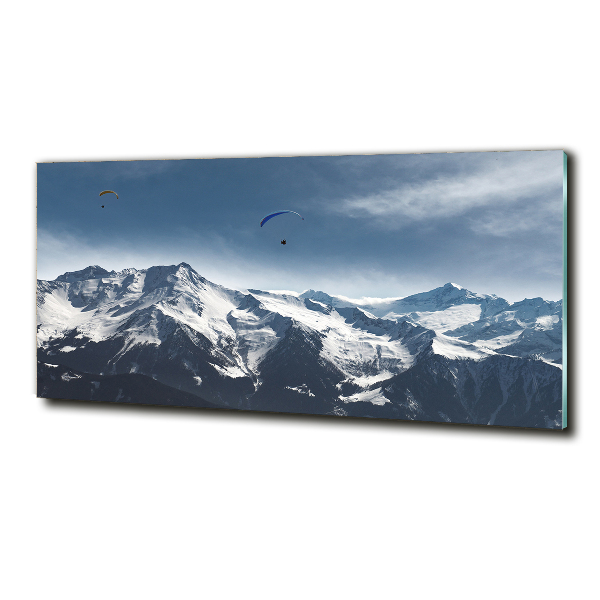 Fotoobraz na ścianę szklany Paralotnie Alpy