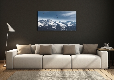 Schilderij op glas Paragliden in de Alpen