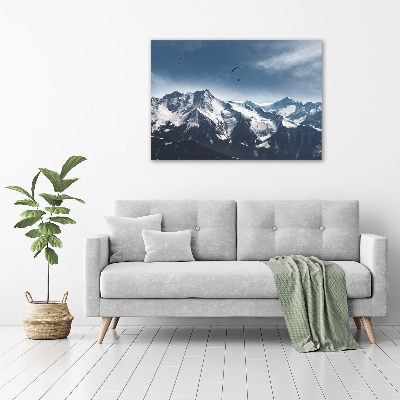 Schilderij op glas Paragliden in de Alpen