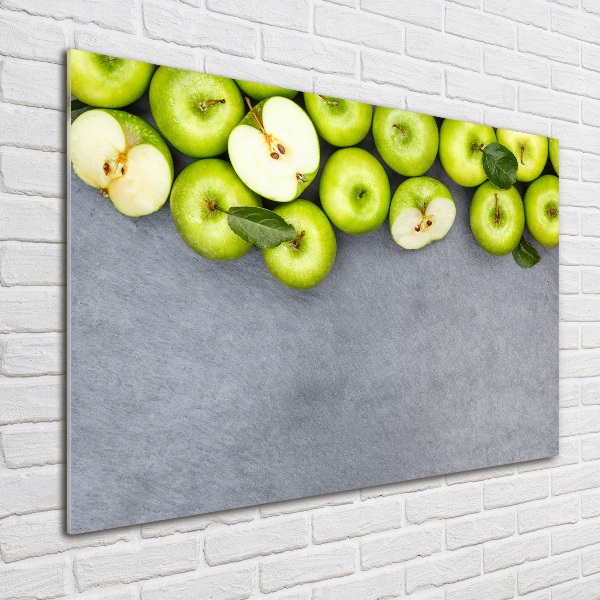Schilderij op glas Groene appels