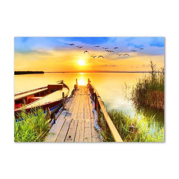 Foto obraz szkło hartowane Łódka i molo