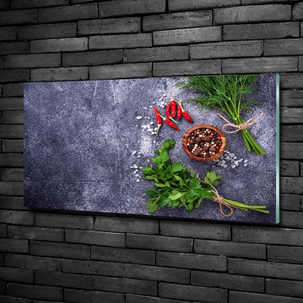 Schilderij glas Kruiden en specerijen