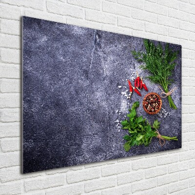 Schilderij glas Kruiden en specerijen