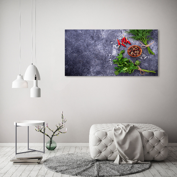 Schilderij glas Kruiden en specerijen