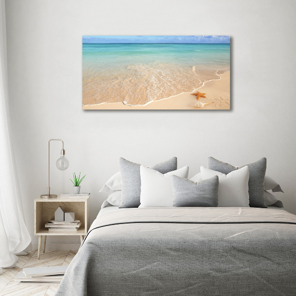 Foto schilderij op glas Zeesterren op het strand
