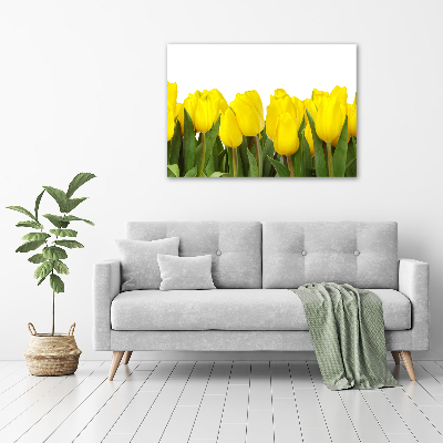 Glazen schilderij Gele tulpen