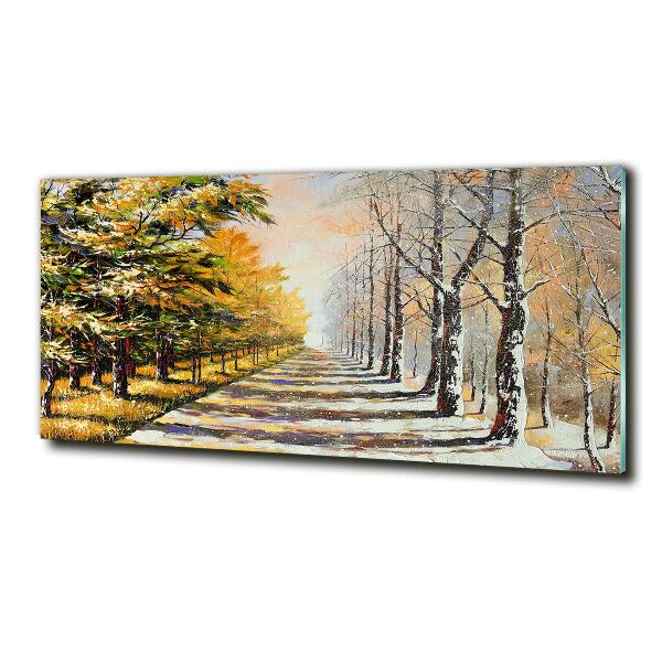 Schilderij glas Herfst versus winter