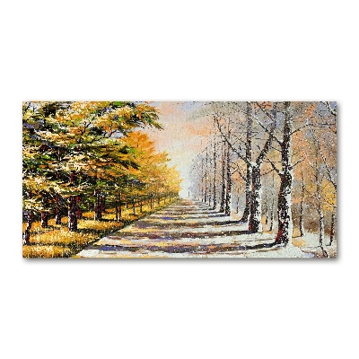 Foto-obraz szklany Jesień kontra zima