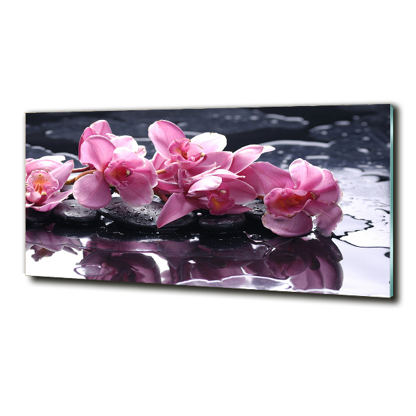 Schilderij glas Roze orchidee