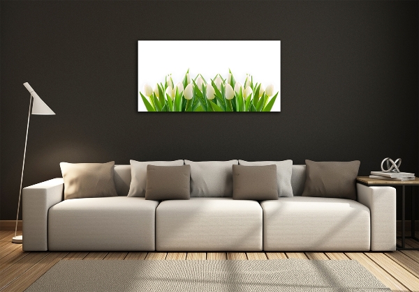 Foto schilderij op glas Witte tulpen