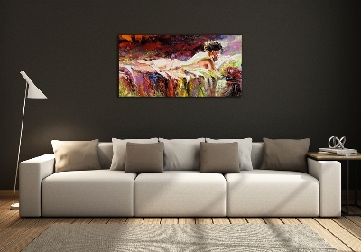 Schilderij glas Leugenachtige vrouw