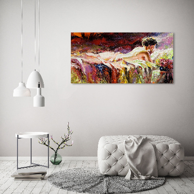 Schilderij glas Leugenachtige vrouw