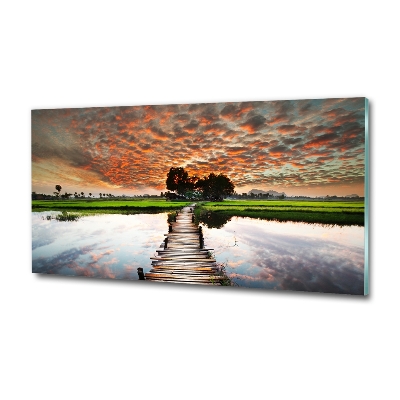 Foto schilderij op glas Houten brug