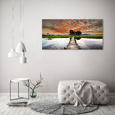 Foto schilderij op glas Houten brug