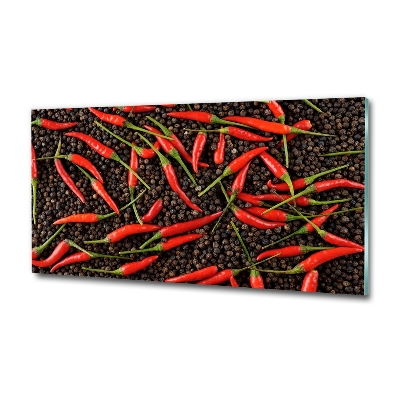 Glazen schilderij Chilipepers