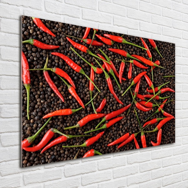 Glazen schilderij Chilipepers