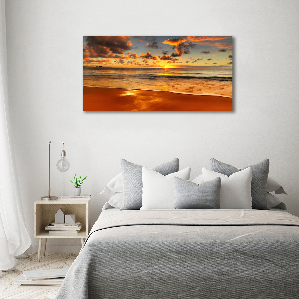 Foto schilderij op glas Zonsondergangstrand