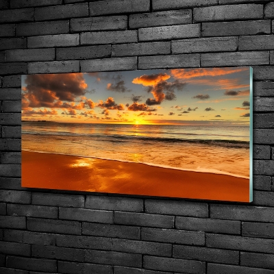 Foto schilderij op glas Zonsondergangstrand