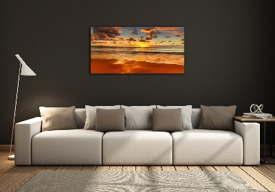 Foto schilderij op glas Zonsondergangstrand