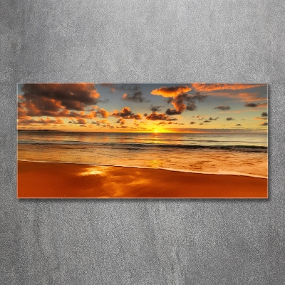 Foto schilderij op glas Zonsondergangstrand