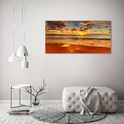 Foto schilderij op glas Zonsondergangstrand