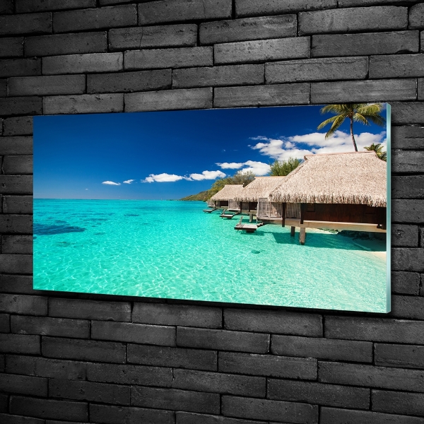 Schilderij op glas Bungalows boven het water