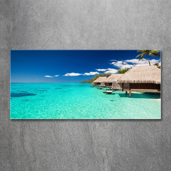 Schilderij op glas Bungalows boven het water