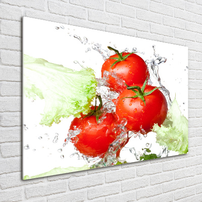 Schilderij op glas Tomaten en sla