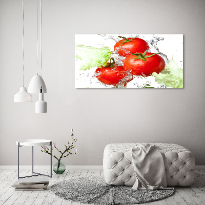 Schilderij op glas Tomaten en sla
