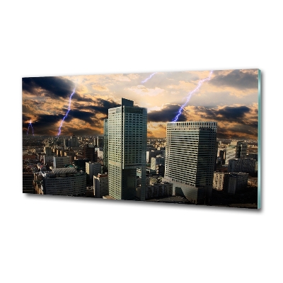 Foto schilderij op glas Storm boven Warschau