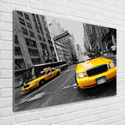 Foto schilderij op glas New Yorkse taxi's