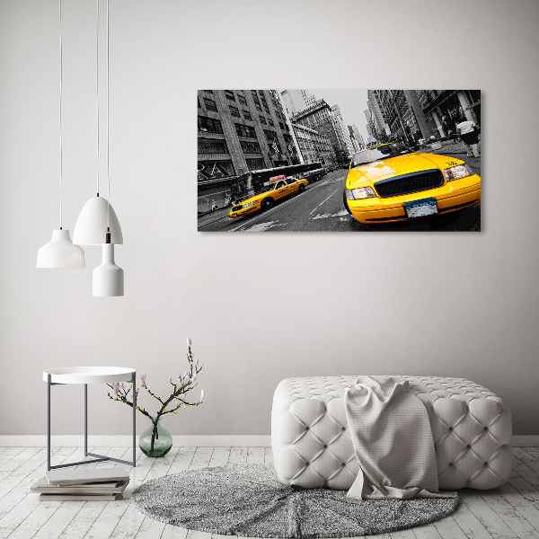 Foto schilderij op glas New Yorkse taxi's