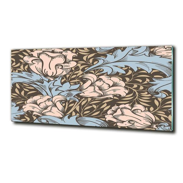 Foto schilderij op glas Bloemenpatroon