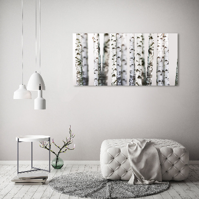 Schilderij glas Berkenstammen