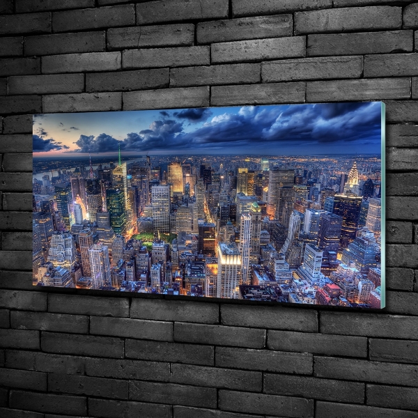 Schilderij glas New York vanuit vogelperspectief