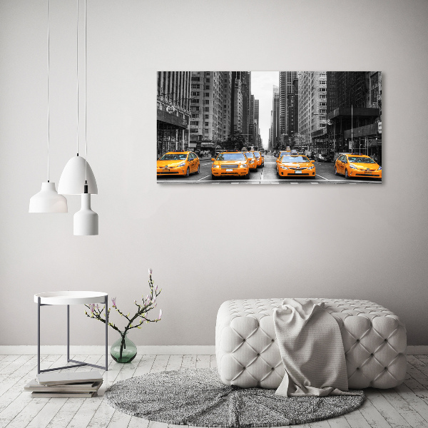Schilderij op glas New Yorkse taxi's