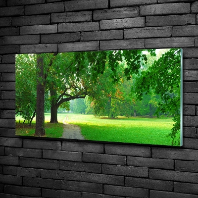 Schilderij glas Park in de herfst