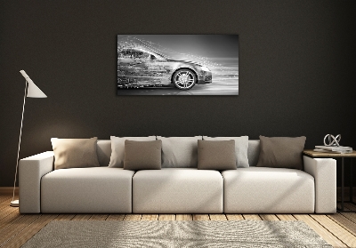 Glazen schilderij Een auto die te hard rijdt