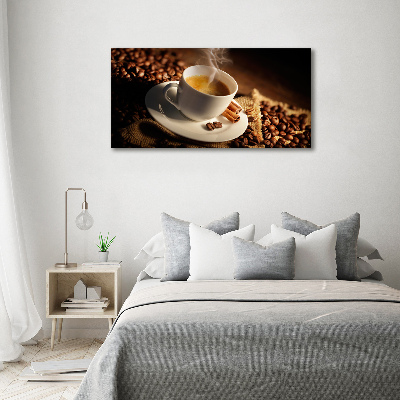Schilderij glas Koffie in een kopje