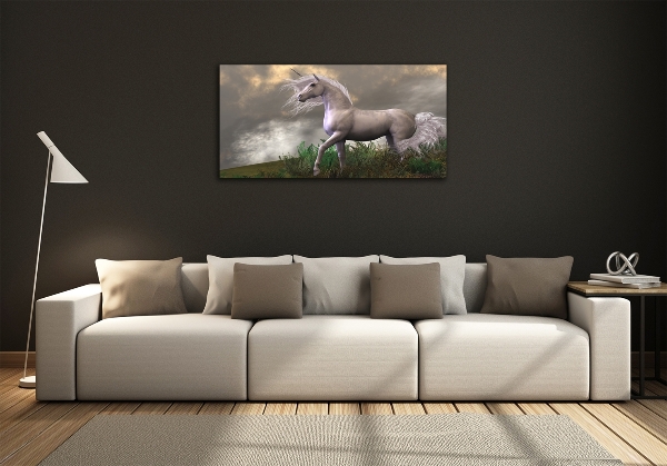 Schilderij glas Grijze eenhoorn