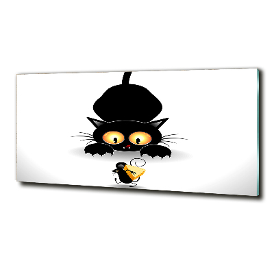 Schilderij op glas Kat en muis