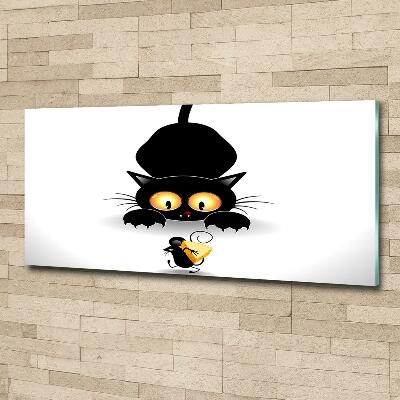 Schilderij op glas Kat en muis