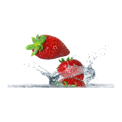 Foto schilderij op glas Aardbeien en water