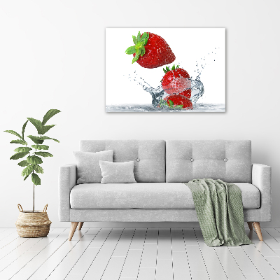 Foto schilderij op glas Aardbeien en water