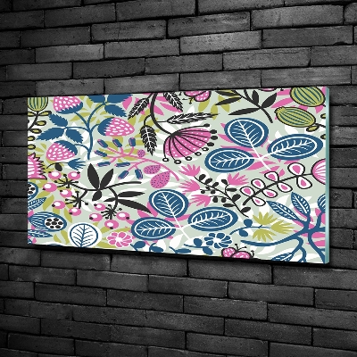 Schilderij glas Bloemenpatroon