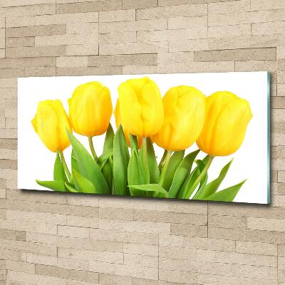 Schilderij op glas Gele tulpen